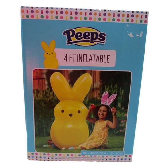 Yellow Easter Bunny Inflatable Classic Peep New 4ft Tall - Picture 1 of 13